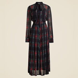 J. Crew Tie-neck dress in Stewart tartan viscose chiffon Size Small NWT